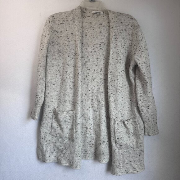 Madewell Cardigan women XS Ivory Oatmeal Boucle sweater open pockets - Picture 1 of 4